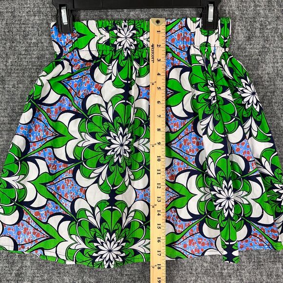 OH MY! Skirt Womens 24 Mini Short Floral Elastic Waist Pleated Bottoms Green - Picture 6 of 9